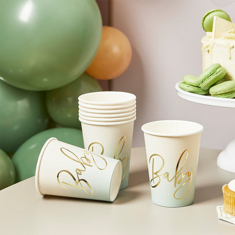 Sage Baby Paper Cups - 8 pack