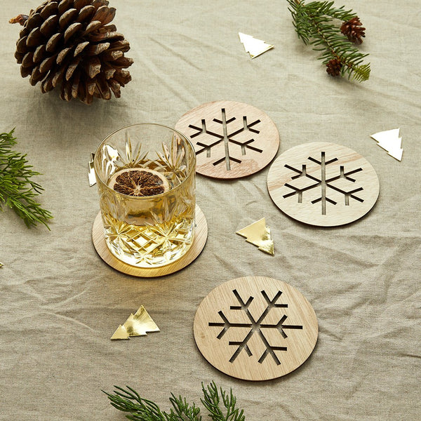 Snowflake Wooden Coasters - 4 Pack