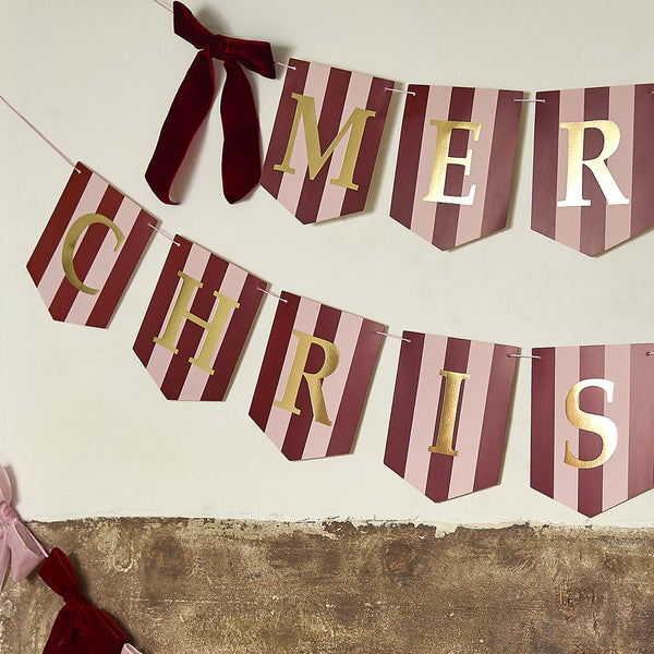 Merry Christmas Striped Card Banner