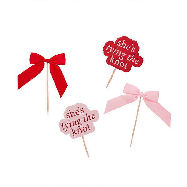 She's Tying The Knot & Satin Bow Food Picks 12 pack