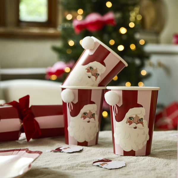 Vintage Santa Paper Cups - 8 Pack
