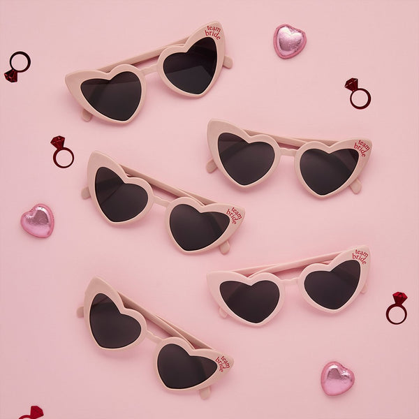 Pink Team Bride Heart Glasses