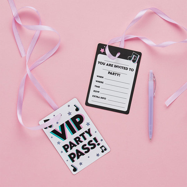 VIP Pass Party Invitations - 10 Pack