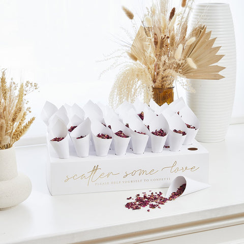 Gold Scatter Some Love Box Stand & Cones - 45 pack
