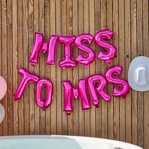 Pink Miss To Mrs 16" Pink Foil Balloon Garland