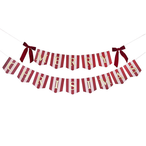 Merry Christmas Striped Card Banner