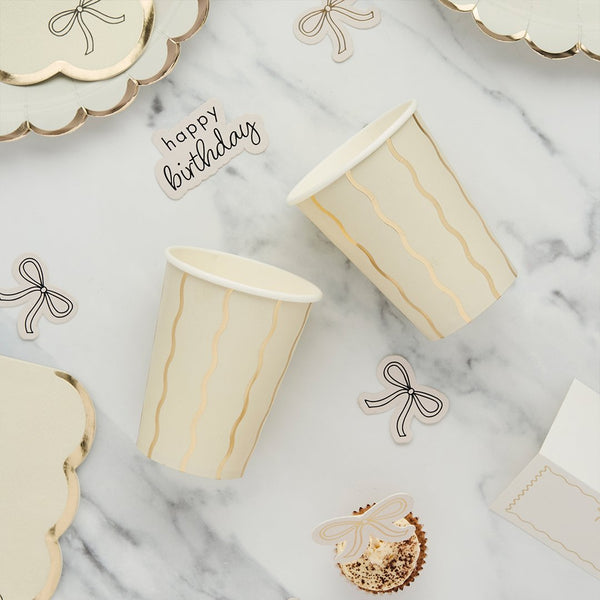 Gold Wavy Paper Cups - pack of 8