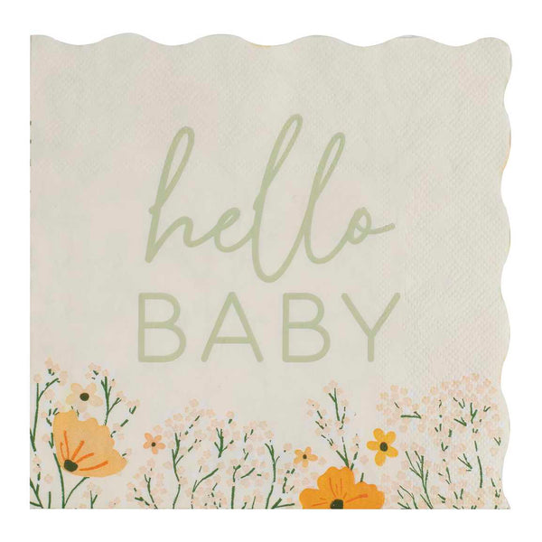 Hello Baby Floral Paper Napkins