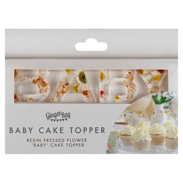 Pressed Flower Baby Cake Topper