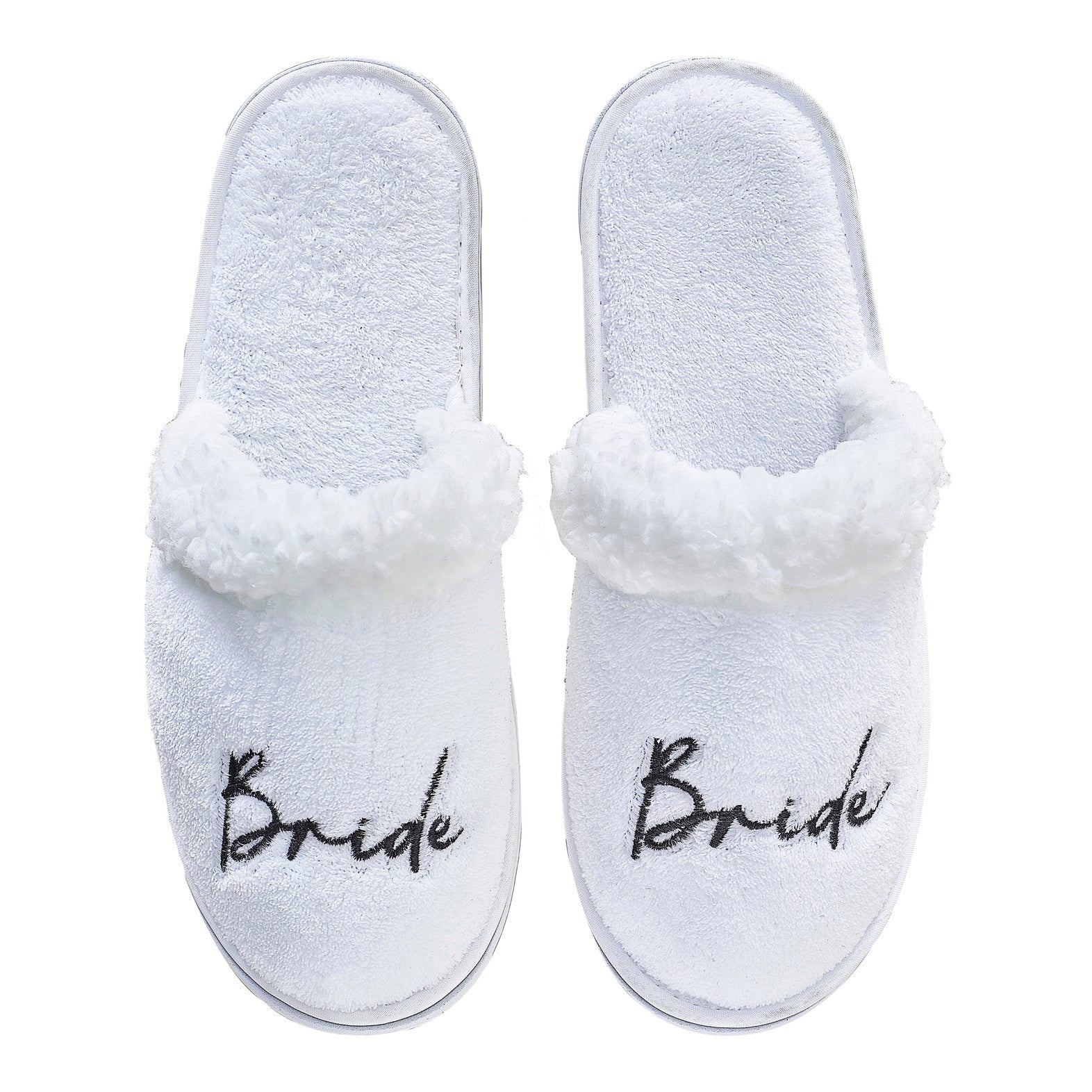 White Fluffy Bride Slippers