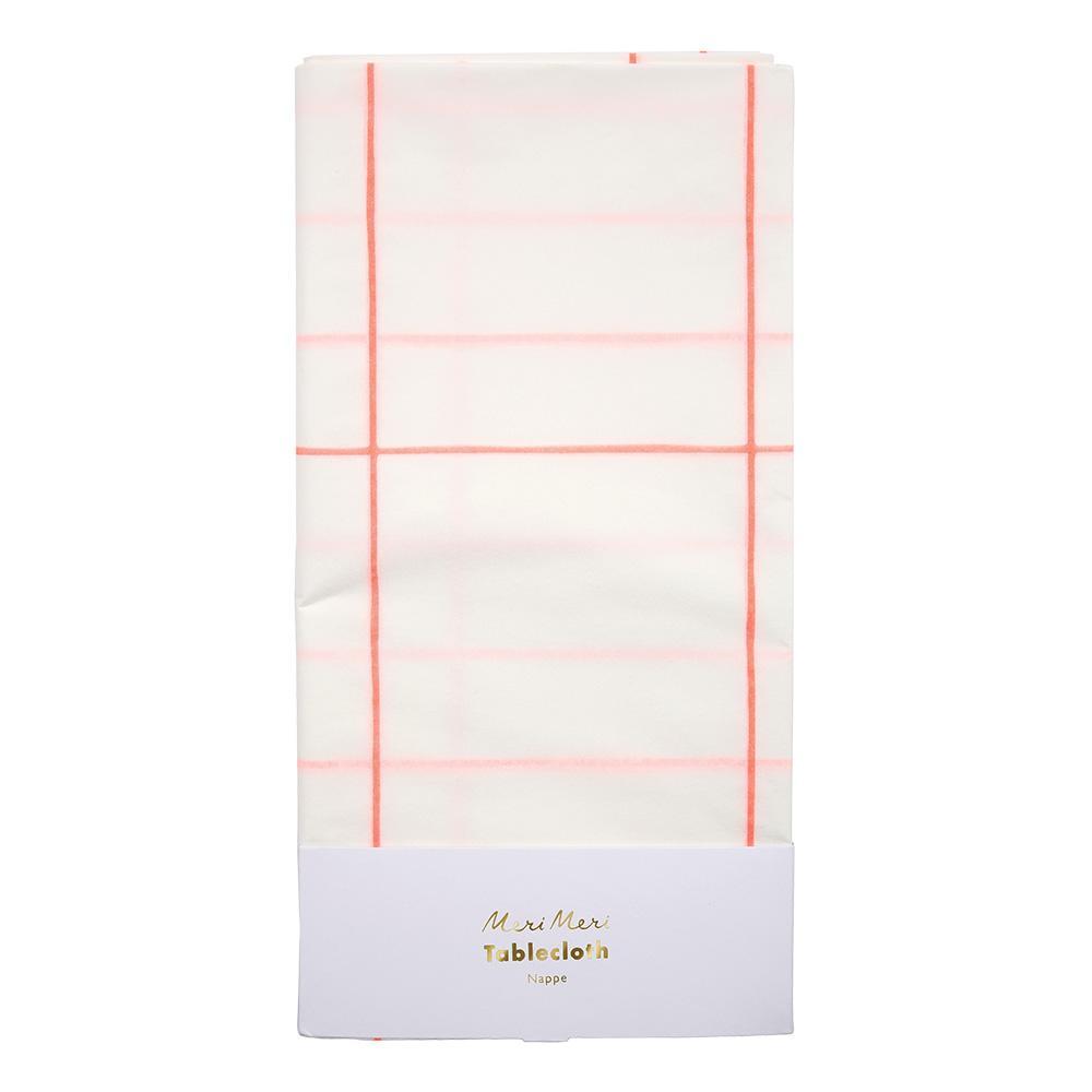Coral Grid Paper Tablecloth