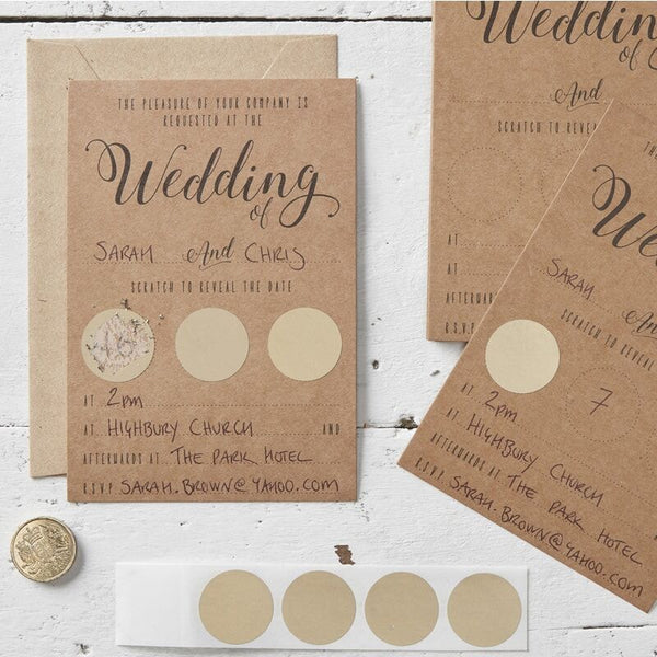 Kraft Wedding Invitations Scratch To Reveal