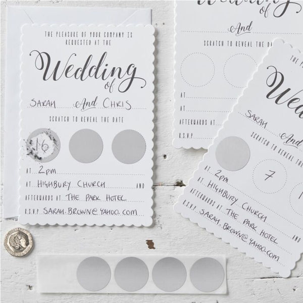 White Wedding Invitations Scratch To Reveal
