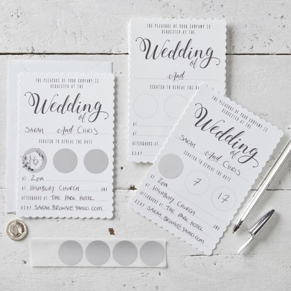 White Wedding Invitations Scratch To Reveal