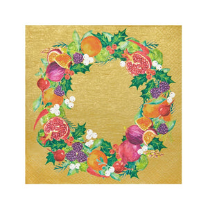 Gold Cornucopia Fruit Paper Napkins