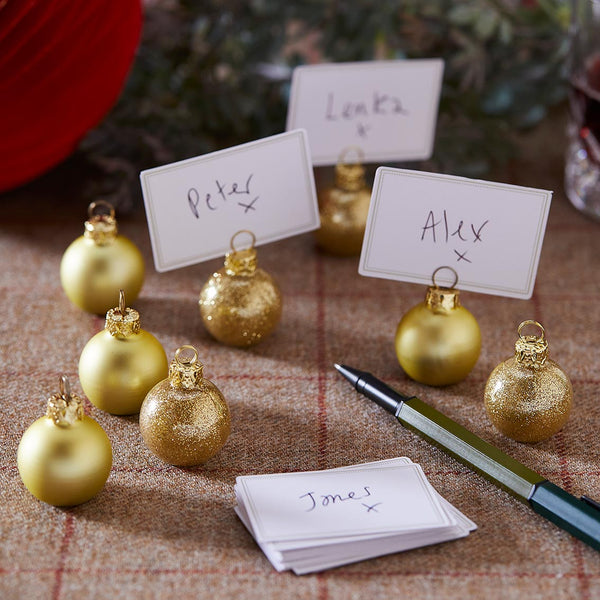 Gold Glass Bauble Place Card Holders