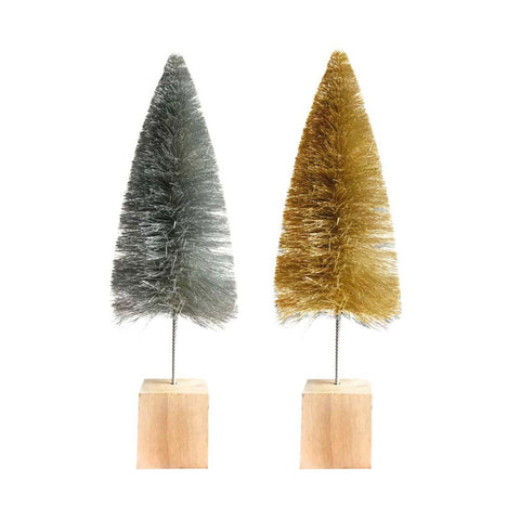 Gold And Silver Bottle Brush Trees (2 Pack)