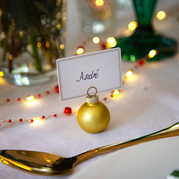 Gold Glass Bauble Place Card Holders