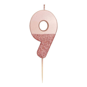 Rose Gold Candle - Number 9