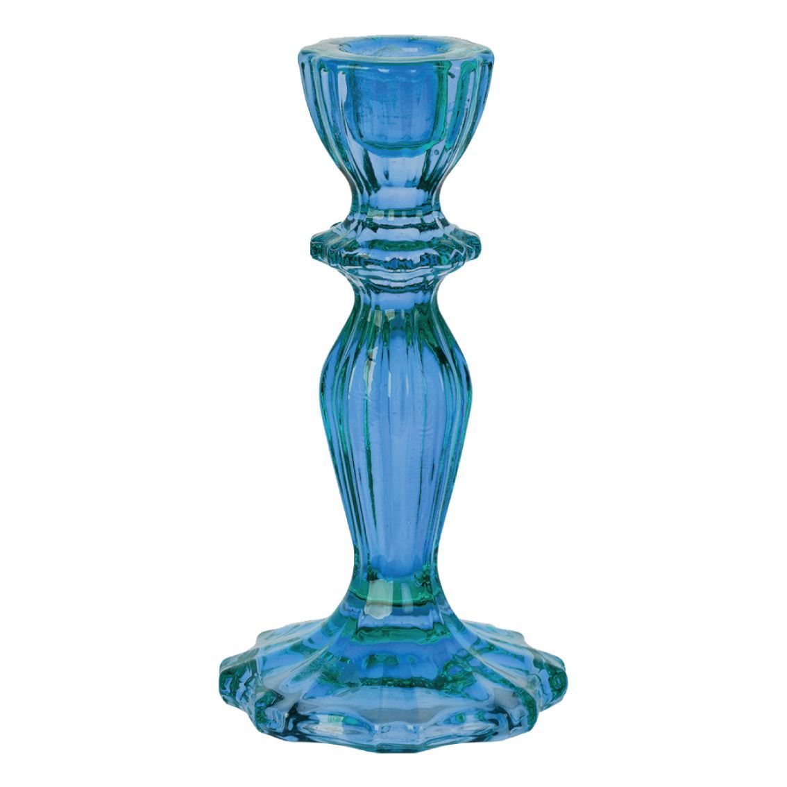 Blue Glass Candlestick Holder