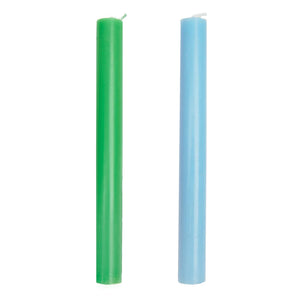 Green And Blue Deluxe Dinner Candles (2 pack)