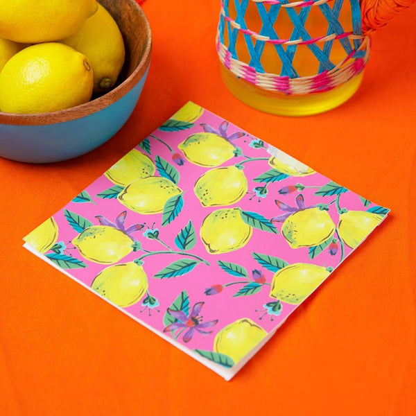 Pink Lemon Paper Napkins