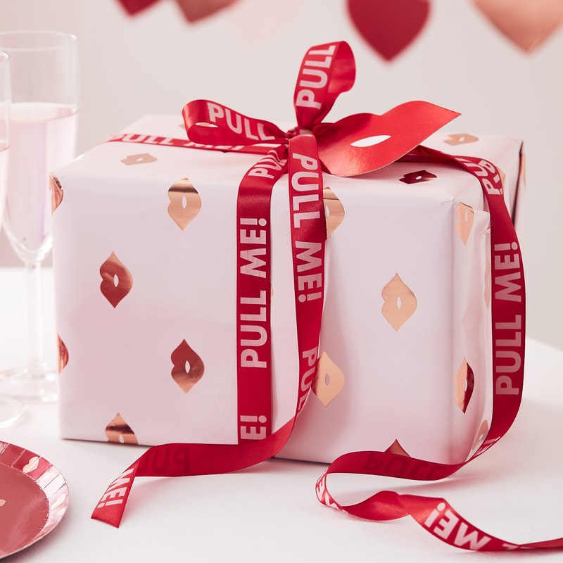 Rose Gold Foiled Lips Wrapping Paper