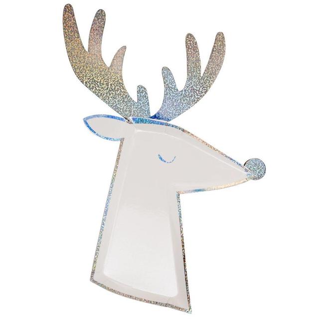 Sparkling Silver Reindeer Plates