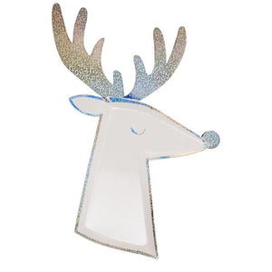 Sparkling Silver Reindeer Plates