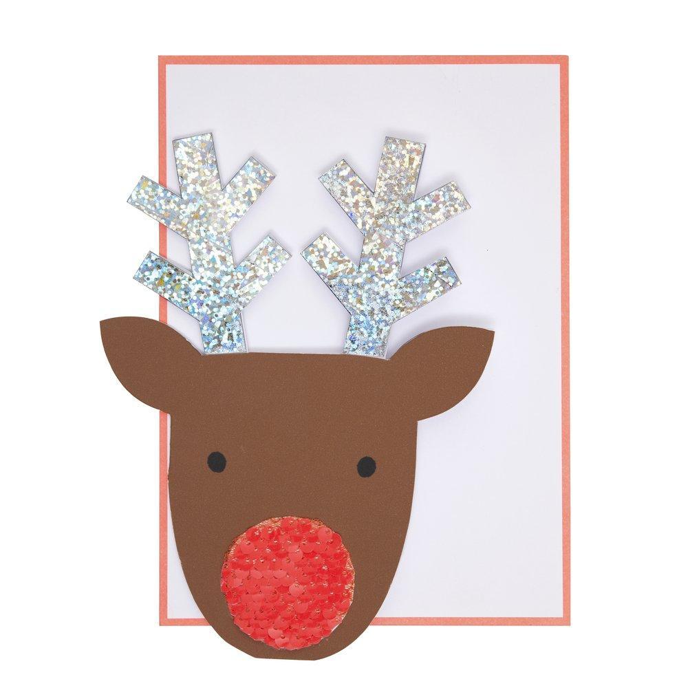 Sequin Reindeer Christmas Card