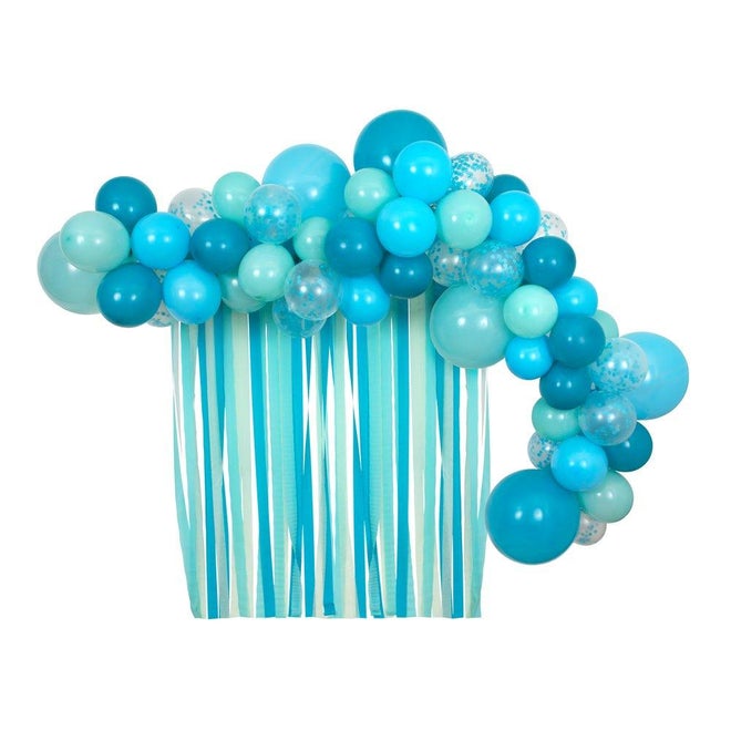 Blue Balloon Arch With Steamers Kit