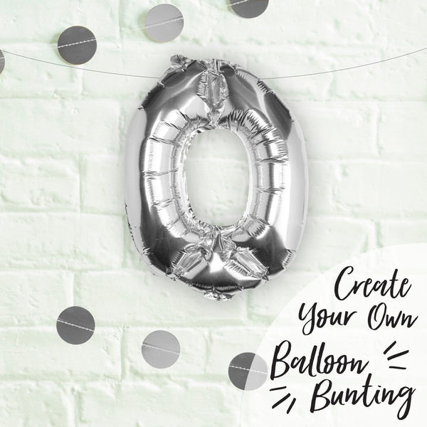 Silver Foil Number 0 Balloon