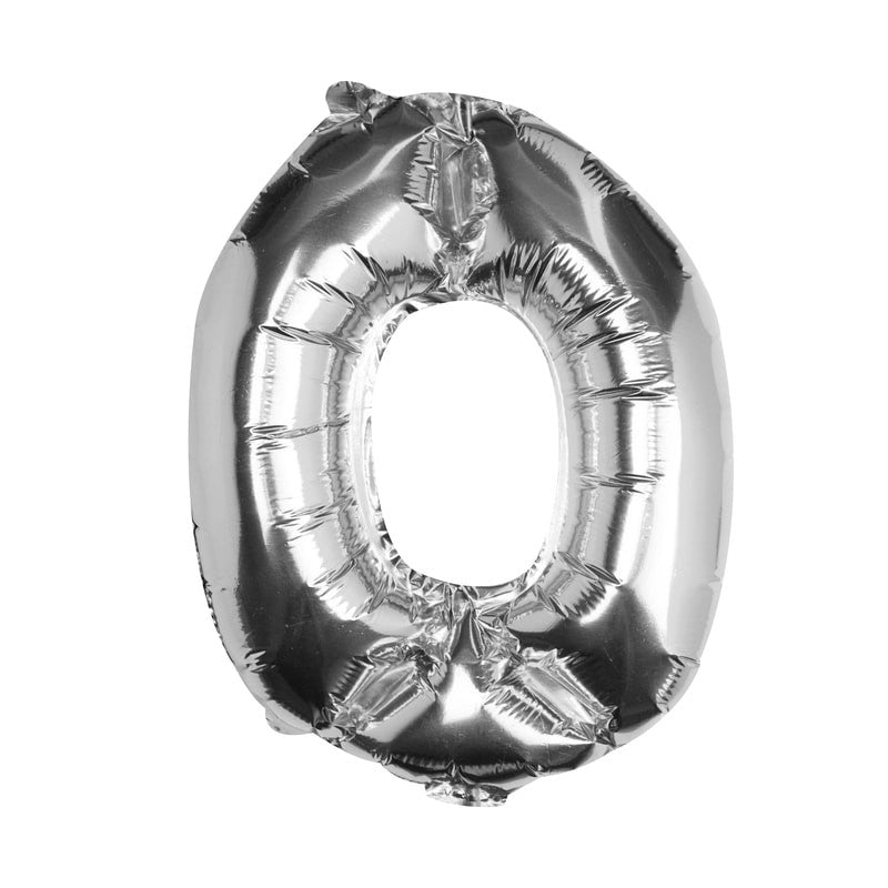 Silver Foil Number 0 Balloon