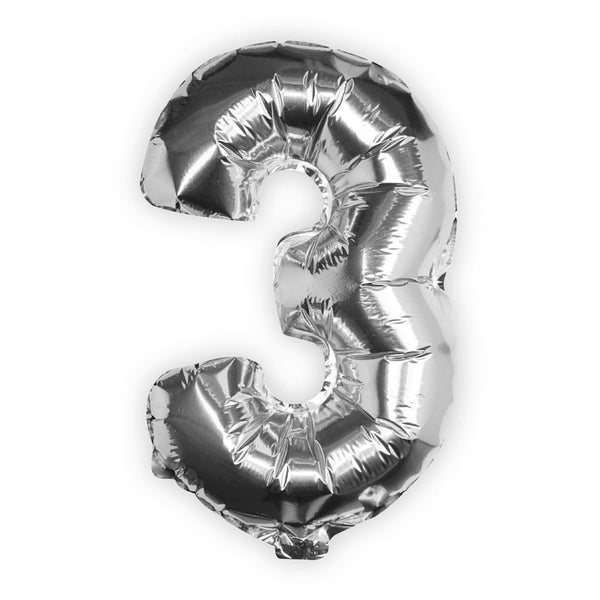 Silver Foil Number 3 Balloon