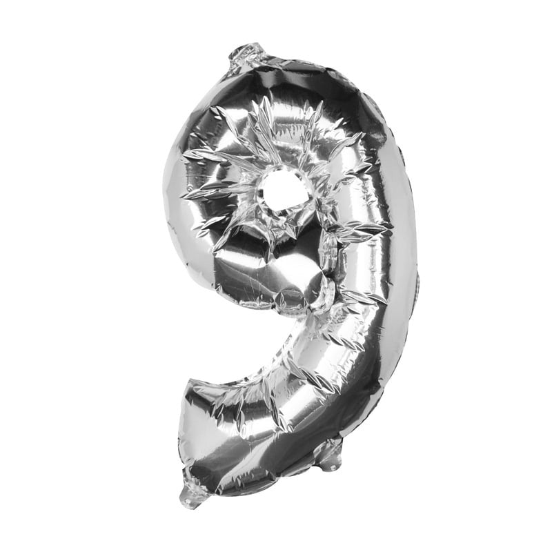 Silver Foil Number 9 Balloon