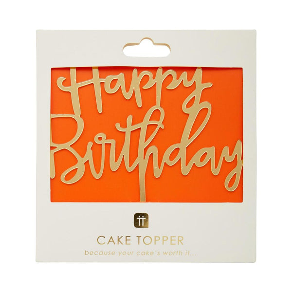 Gold Acrylic Happy Birthday Cake Topper