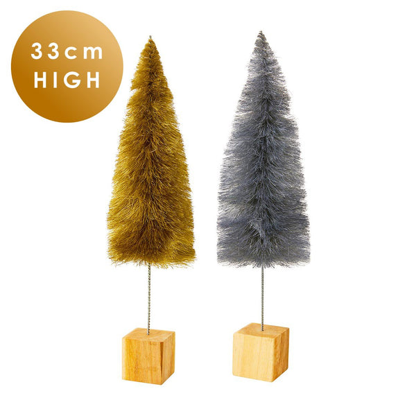 Gold And Silver Bottle Brush Trees (2 Pack)