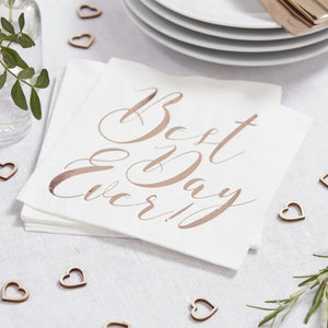 Rose Gold Foiled Best Day Ever Paper Napkins