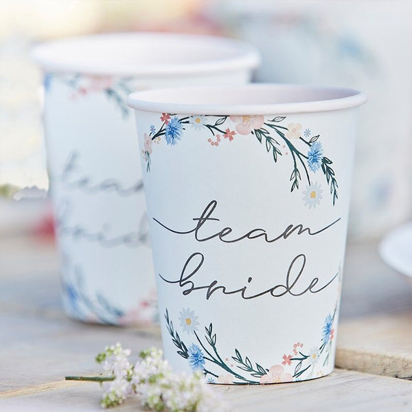 Floral Team Bride Paper Cups