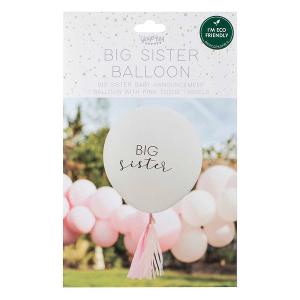 Big Sister Balloon with Pink Tassels