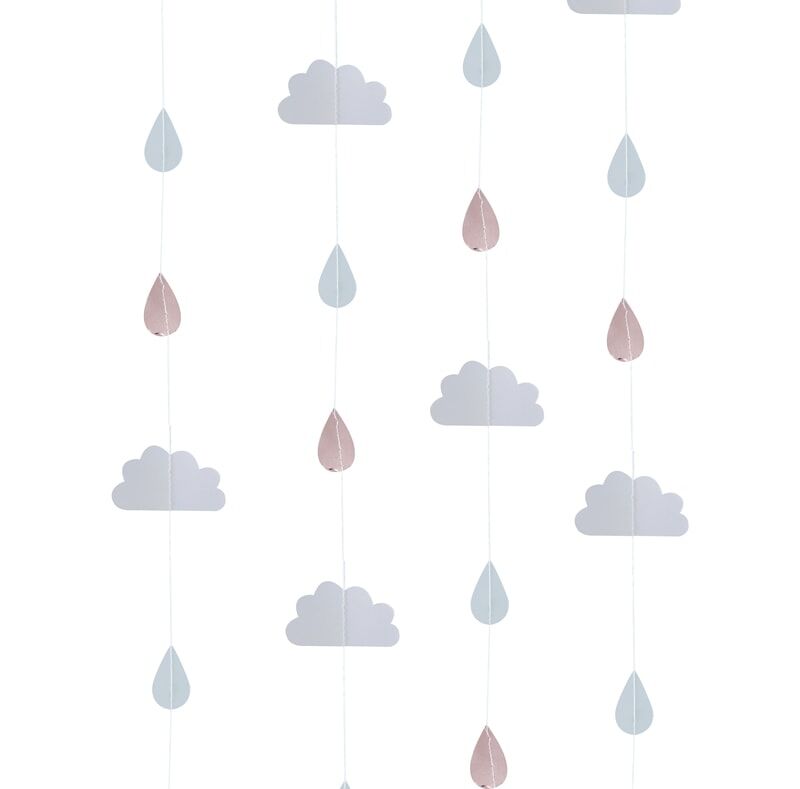 Rose Gold Raindrops And Clouds Backdrop
