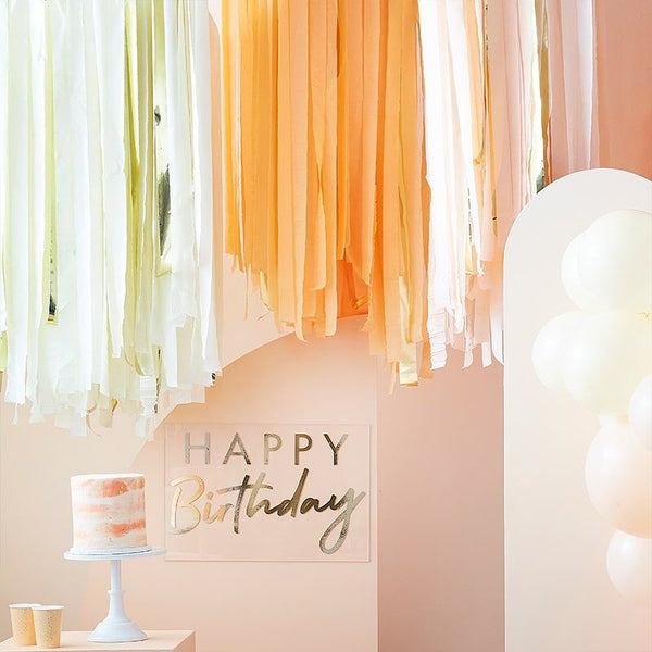 Peach And Gold Ceiling Streamer Backdrop