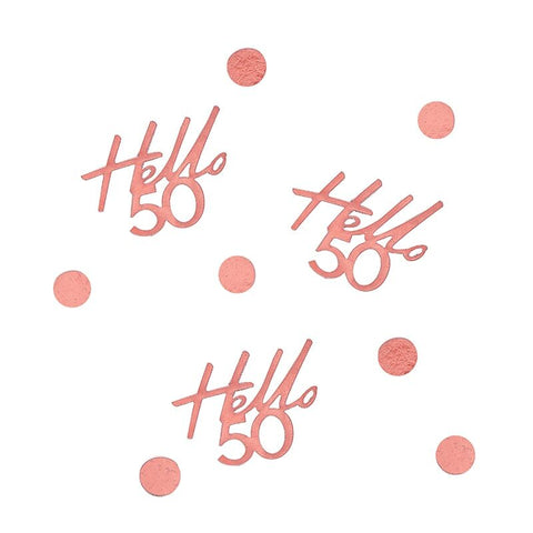 Hello 50 Rose Gold Confetti