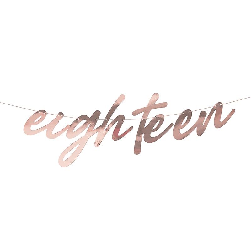 Rose Gold Eighteen Bunting Banner