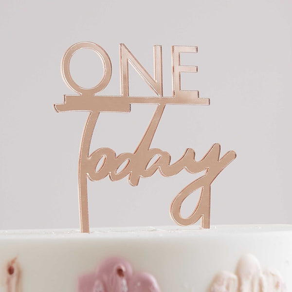 Rose Gold 1st Birthday Cake Topper