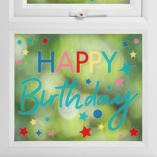 Multicoloured Happy Birthday Window Sticker