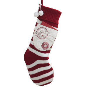 Red And White Knitted Christmas Stocking