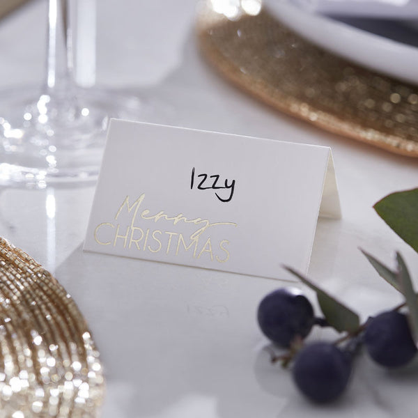 Gold Foil Merry Christmas Place Cards