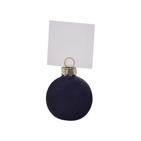 Navy Flocked Bauble Place Card Holders