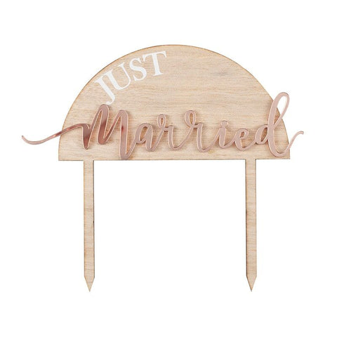 Just Married Wooden Wedding Cake Topper